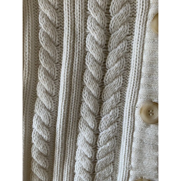Style & Co. Women Chunky Knit Fisherman Rory Gilmore Cream Cardigan Sweater S - Picture 6 of 12